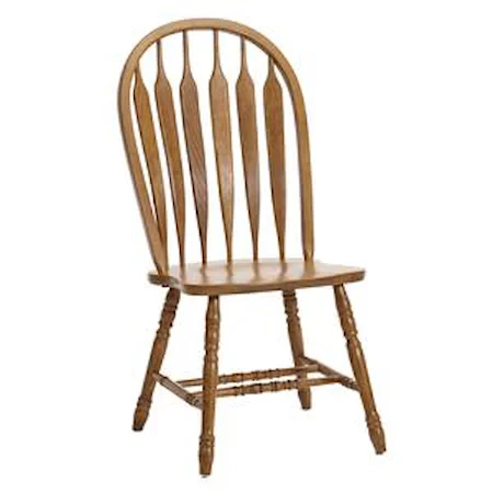 Turned Leg Curved Arrow Back Dining Side Chair